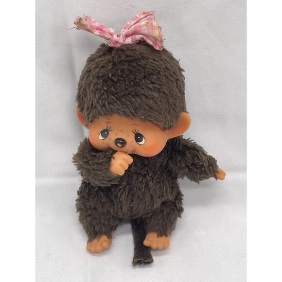 Vintage Monchhichi Monkey ￼Girl Doll Japan Sekiguchi Pacifier